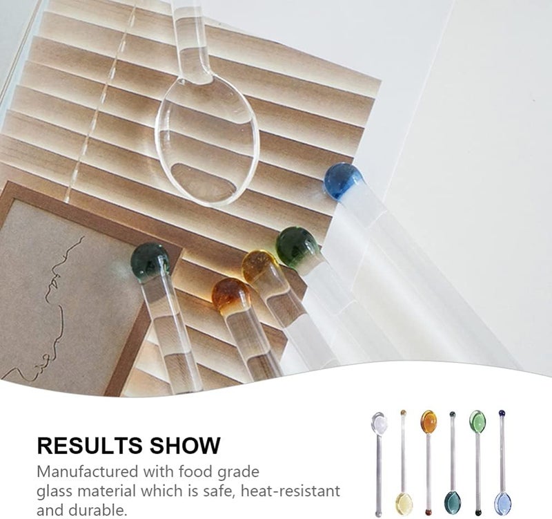 DOITOOL 6Pcs Glass Spoons Coffee Mixing Spoons, Glass Stirring Rod Teaspoons Stirring Spoons for Salt Sugar Tea Coffee Cocktail Cold Ice Cream Drink Party - Image 4